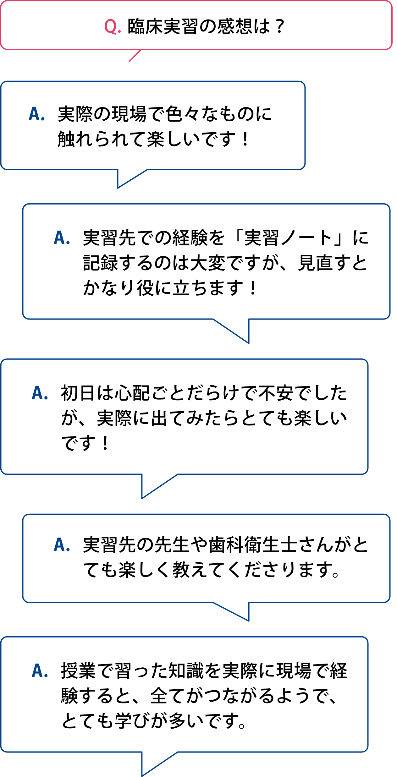 臨床実習の感想は？